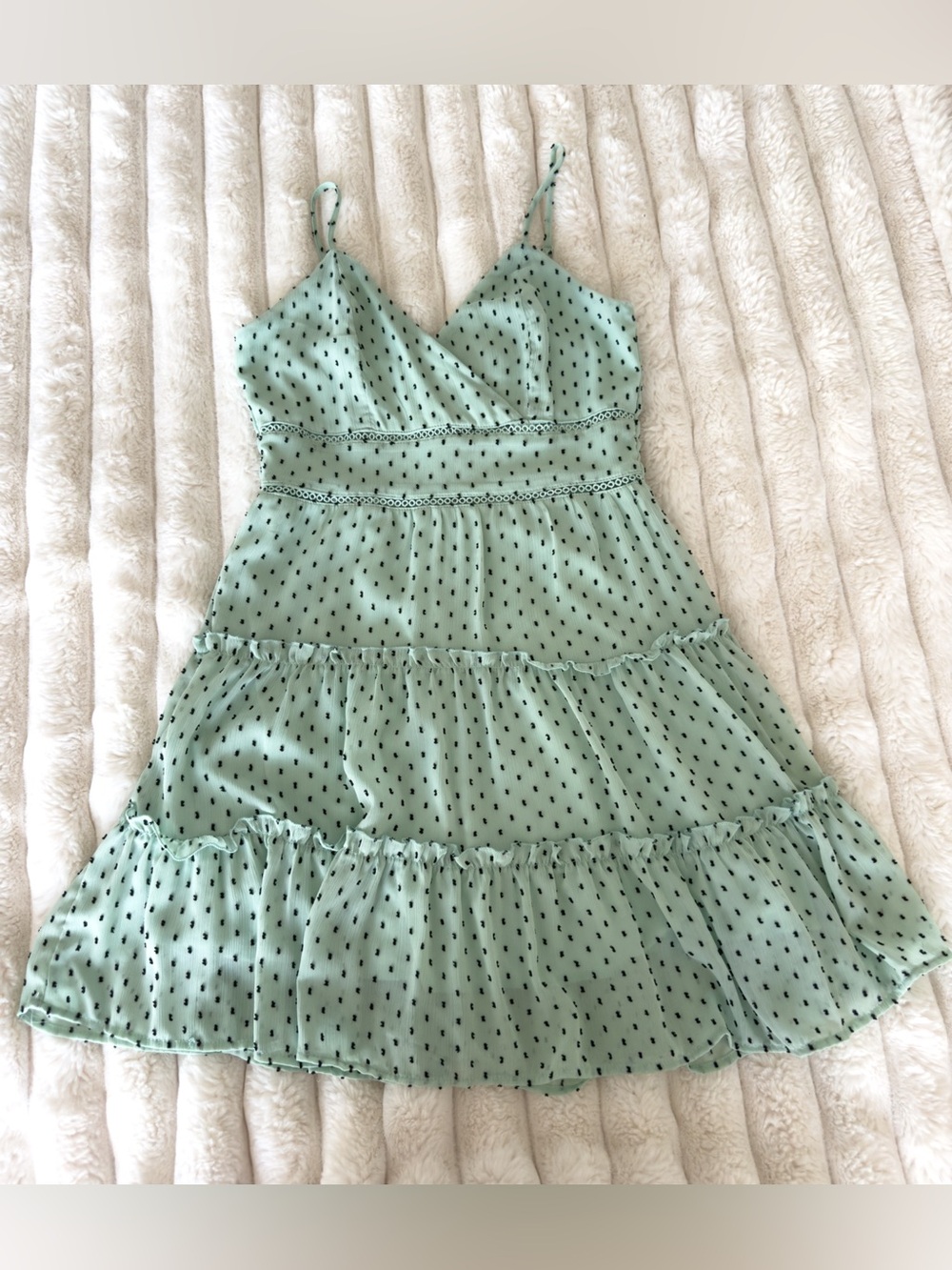 Trixxi Clip Dot Tiered Sundress - Mint Green